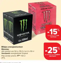 Carrefour Market Monster Blikjes energiedranken aanbieding