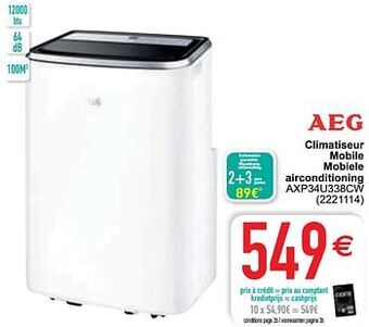 Aeg climatiseur mobile mobiele airconditioning axp34u338cw