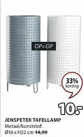 Jysk Jenspeter Tafellamp aanbieding