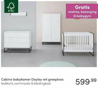 Baby & Tiener Cabino babykamer dayley wit greeploos aanbieding