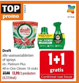Colruyt Dreft Platinum Plus All-in-One Citroen 19 stuks aanbieding