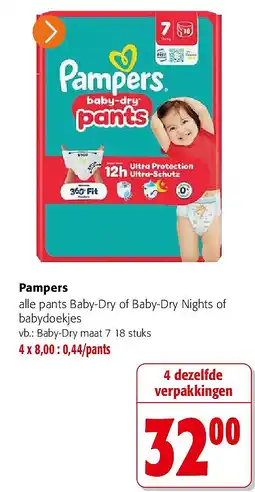 Colruyt Pampers Baby-Dry maat 7 18 stuks aanbieding