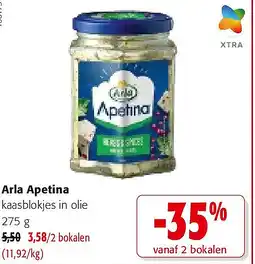 Colruyt Arla Apetina kaasblokjes in olie 275 g aanbieding