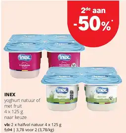 Spar INEX halfvol natuur 4 x 125 g aanbieding