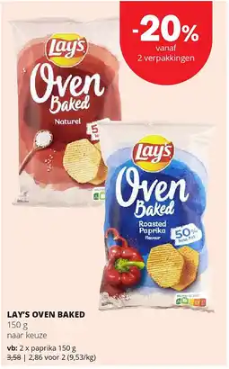 Spar LAY’S OVEN BAKED paprika 150 g aanbieding