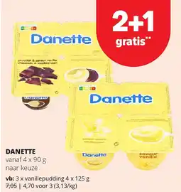Spar DANETTE vanillepudding 4 x 125 g aanbieding
