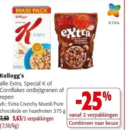 Colruyt Kellogg’s Extra Crunchy Muesli Pure chocolade en hazelnoten 375 g aanbieding