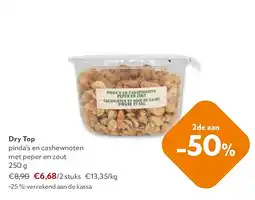 OKay Dry Top pinda’s en cashewnoten met peper en zout 250 g aanbieding