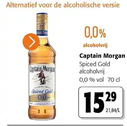 Colruyt Captain Morgan Spiced Gold alcoholvrij 0,0 % vol 70 cl aanbieding