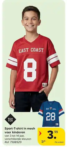 Carrefour Sport-T-shirt in mesh voor kinderen aanbieding