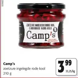 Colruyt Camp’s zoetzure ingelegde rode kool 210 g aanbieding