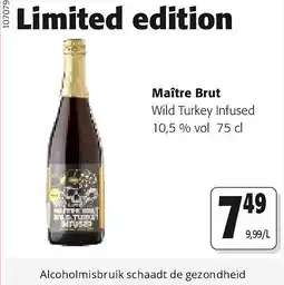 Colruyt Maître Brut Wild Turkey Infused 10,5 % vol 75 cl aanbieding