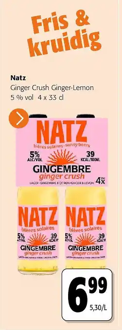 Colruyt Natz Ginger Crush Ginger-Lemon 5 % vol 4 x 33 cl aanbieding