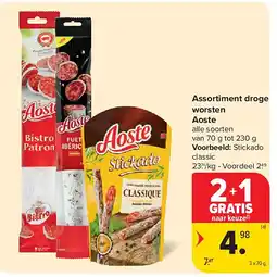 Carrefour Assortiment droge worsten Aoste aanbieding