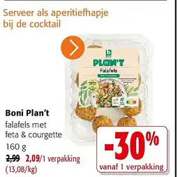 Colruyt Boni Plan’t falafels met feta & courgette 160 g aanbieding