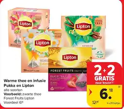Carrefour Warme thee en infusie Pukka en Lipton aanbieding