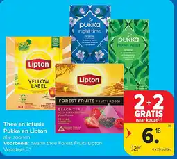 Carrefour Thee en infusie Pukka en Lipton aanbieding