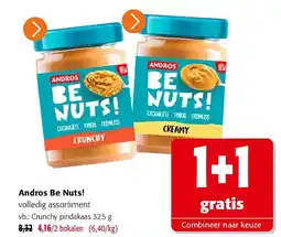 Colruyt Andros Be Nuts! Crunchy pindakaas 325 g aanbieding