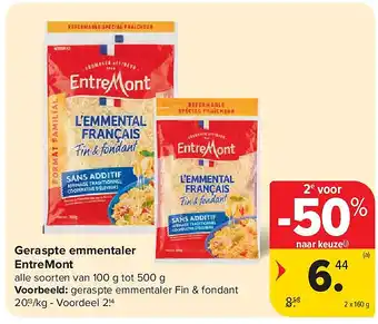Carrefour Geraspte emmentaler EntreMont aanbieding