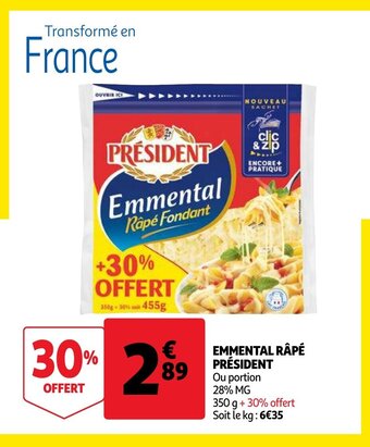 Auchan Emmental Rape President 350g aanbieding