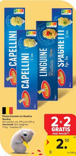 Carrefour Pasta klassiek en Rustica Soubry aanbieding