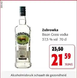 Colruyt Zubrowka Bison Grass vodka 37,5 % vol 70 cl aanbieding