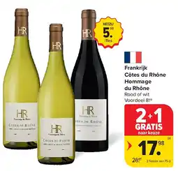 Carrefour Frankrijk Côtes du Rhône Hommage du Rhône aanbieding