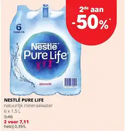 Spar NESTLÉ PURE LIFE natuurlijk mineraalwater 6 x 1,5 L aanbieding