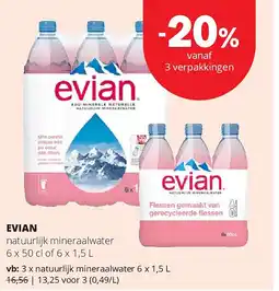 Spar EVIAN natuurlijk mineraalwater 6 x 1,5 L aanbieding
