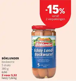 Spar BÖKLUNDER bockworst 5 stuks 380 g aanbieding