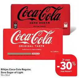 Carrefour Blikjes Coca-Cola Regular, Zero Sugar of Light aanbieding