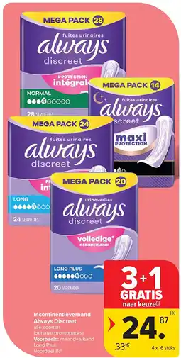 Carrefour Incontinentieverband Always Discreet aanbieding