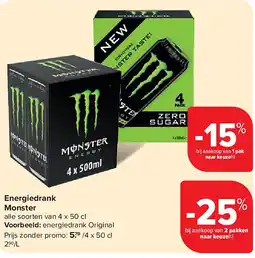 Carrefour Energiedrank Monster aanbieding