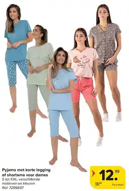 Carrefour Pyjama met korte legging of shortama voor dames aanbieding