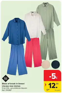 Carrefour Bloes of broek in linnen/ viscose voor dames aanbieding