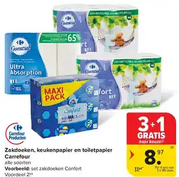 Carrefour Zakdoeken, keukenpapier en toiletpapier Carrefour aanbieding