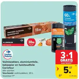 Carrefour Vuilniszakken, aluminiumfolie, bakpapier en huishoudfolie Carrefour aanbieding