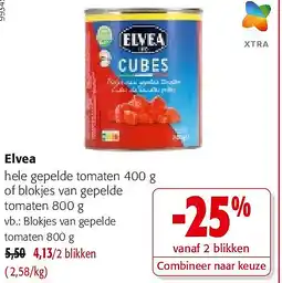 Colruyt Elvea Blokjes van gepelde tomaten 800 g aanbieding