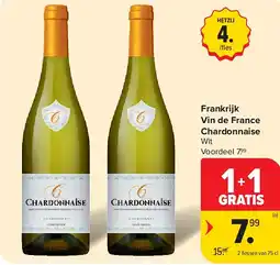 Carrefour Frankrijk Vin de France Chardonnaise aanbieding