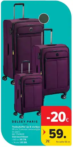 Carrefour Trolleykoffer op 8 wieltjes aanbieding