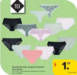 Carrefour Assortiment slips, tanga’s of shorty’s voor dames aanbieding