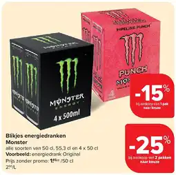 Carrefour Blikjes energiedranken Monster aanbieding