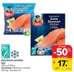 Carrefour Atlantische zalmfi let Iglo aanbieding