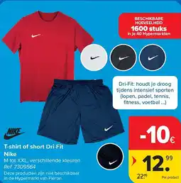 Carrefour T-shirt of short Dri-Fit Nike aanbieding
