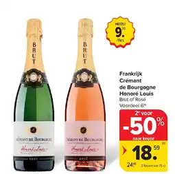 Carrefour Frankrijk Crémant de Bourgogne Honoré Louis aanbieding