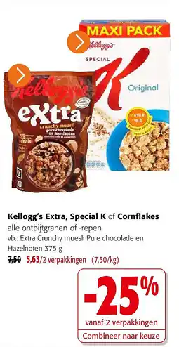 Colruyt Extra Crunchy muesli Pure chocolade en Hazelnoten 375 g aanbieding