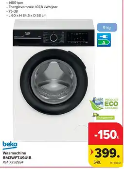 Carrefour Wasmachine BM3WFT4941B aanbieding