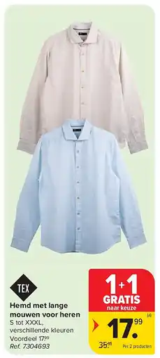 Carrefour Hemd met lange mouwen voor heren aanbieding