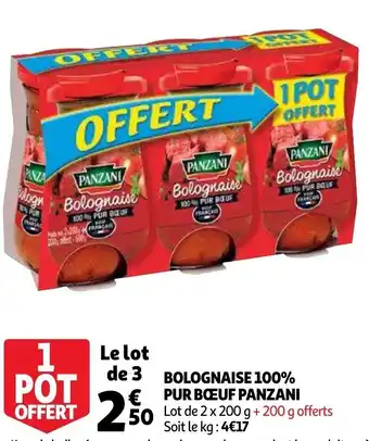 Auchan Bolognaise 100% Pur Boeuf Panzai 2x200g aanbieding