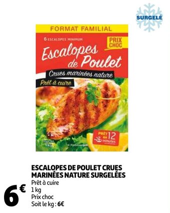 Auchan Escalopes De Poulet Crues Marinees Nature Surgelees 1kg aanbieding